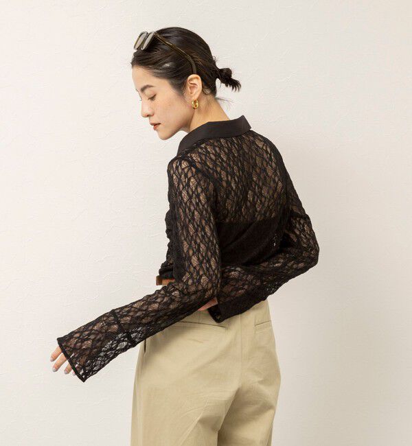 MAQWEL「【MAQWEL/マクウェル】ウォッシャブルストレッチレースシャツ」|シャツ・ブラウス|