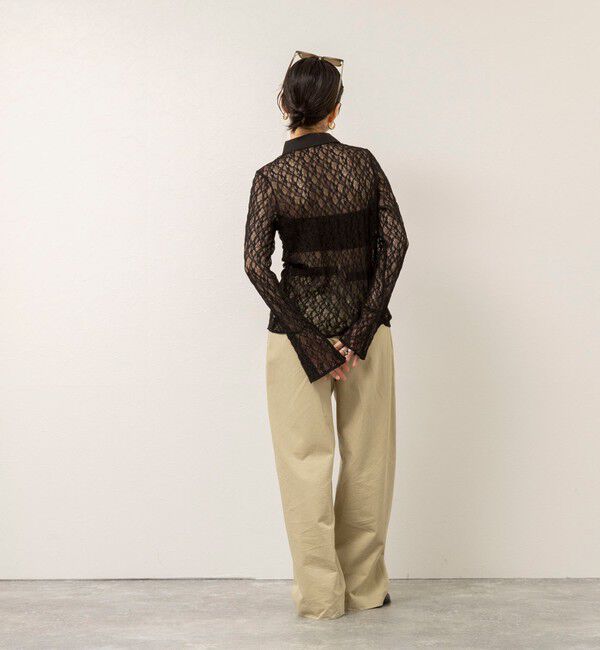 MAQWEL「【MAQWEL/マクウェル】ウォッシャブルストレッチレースシャツ」|シャツ・ブラウス|