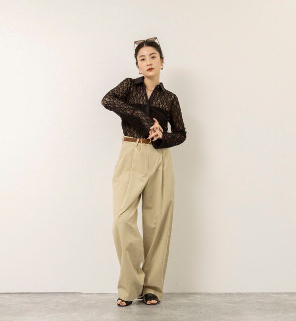 MAQWEL「【MAQWEL/マクウェル】ウォッシャブルストレッチレースシャツ」|シャツ・ブラウス|