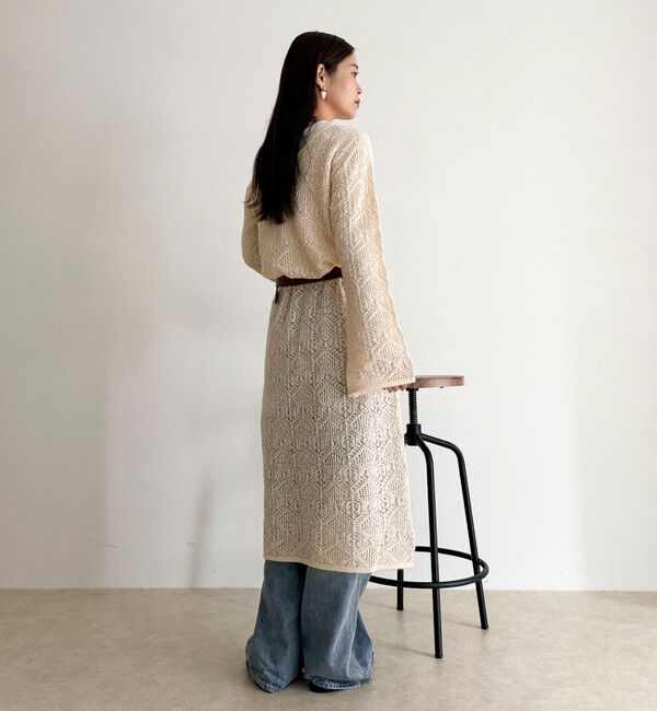 fredy emue「モヘヤ混透かし柄ベルスリーブワンピース」|ワンピース|