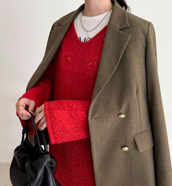 fredy emue「モヘヤ混透かし柄ベルスリーブワンピース」|ワンピース|