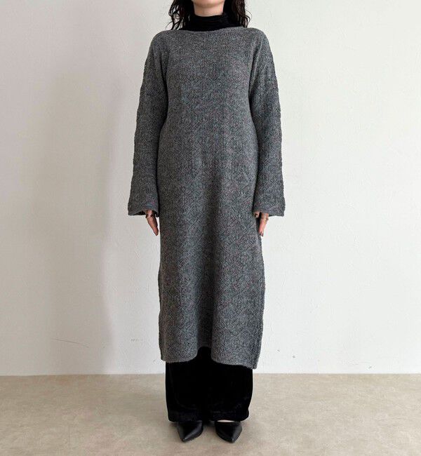 fredy emue「モヘヤ混透かし柄ベルスリーブワンピース」|ワンピース|