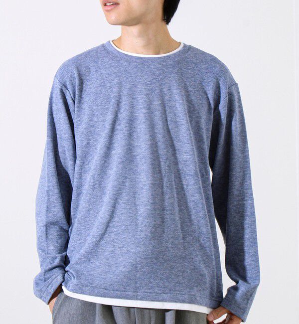 GLOSTER「【もちもち素材】ストレッチサカリバ起毛フェイクレイヤードプルオーバー」|Tシャツ・カットソー|