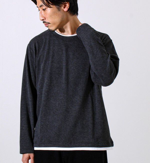 GLOSTER「【もちもち素材】ストレッチサカリバ起毛フェイクレイヤードプルオーバー」|Tシャツ・カットソー|