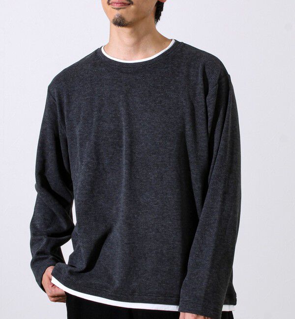 GLOSTER「【もちもち素材】ストレッチサカリバ起毛フェイクレイヤードプルオーバー」|Tシャツ・カットソー|