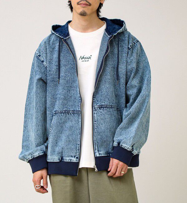 GLOSTER「【タフに着回す】キャンバス/デニム ジップパーカー」|ブルゾン・スタジャン|インディゴブルー