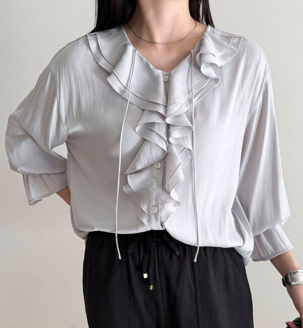fredy emue「ボリュームフリル前開きブラウス」|シャツ・ブラウス|