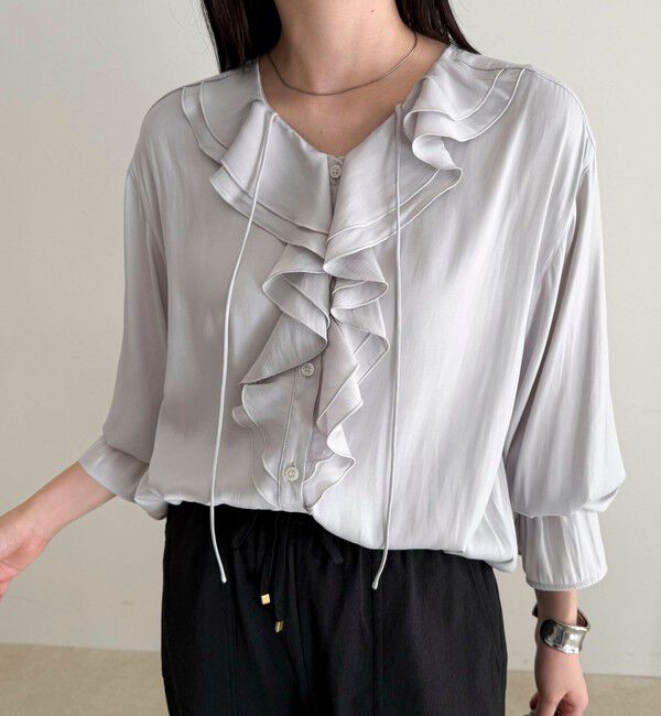 fredy emue「ボリュームフリル前開きブラウス」|シャツ・ブラウス|