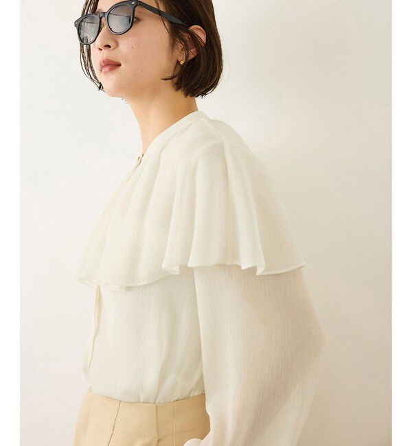ROPE「楊柳フリルブラウス/イージーケア」|シャツ・ブラウス|オフホワイト(15)