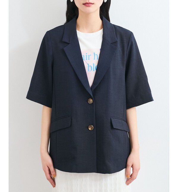 VIS「【美easy】ハーフスリーブジャケット/セットアップ対応・洗える」|テーラードジャケット|