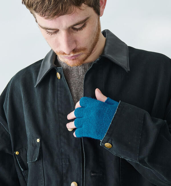  「MACKIE | ラムズウール フィンガーレスグローブ UNISEX」|手袋|BLUE