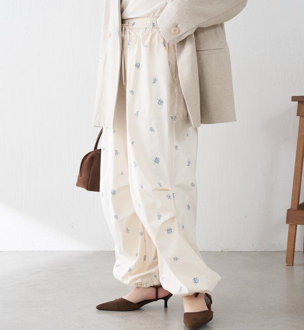  「小花柄パラシュートパンツ」|チノ|