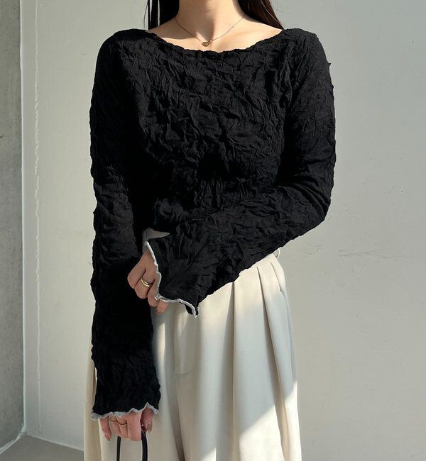  「リンクルボートネックニット」|ニット・セーター|