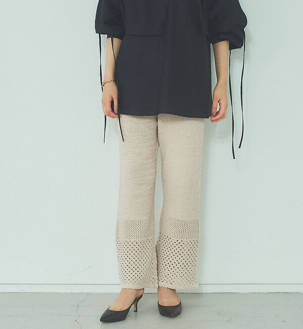 Rouge vif「レーシーニットパンツ」|その他|ベージュ