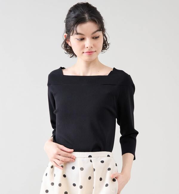 TIARA「デザインボートネックニット」|ニット・セーター|ブラック