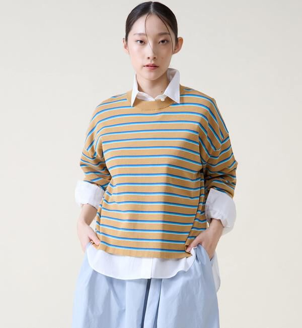 TIARA「マルチボーダーニット」|ニット・セーター|キャメル