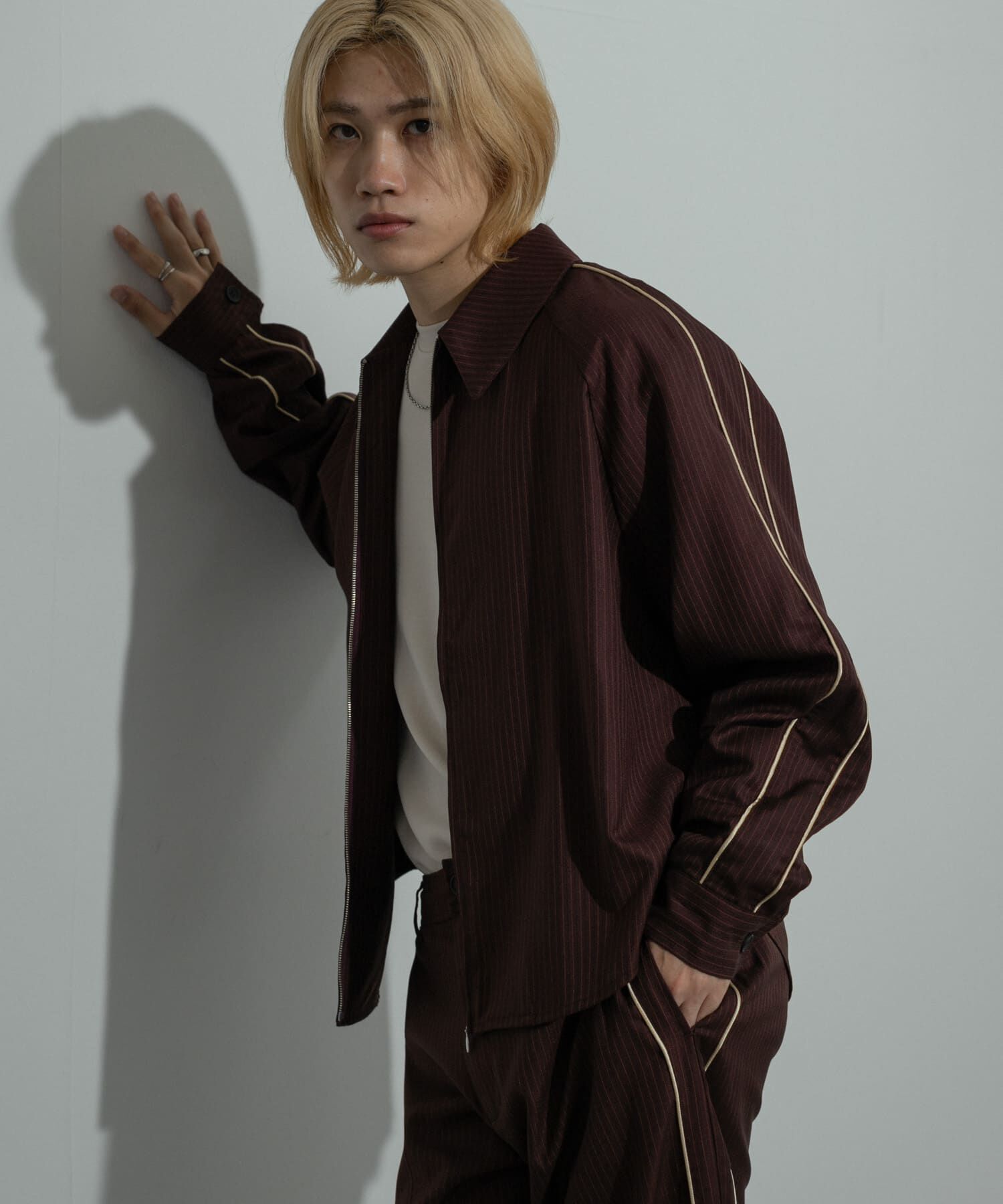 SENSE OF PLACE by URBAN RESEARCH「サイドラインピンストライプジップシャツ」|シャツ・ブラウス|オレンジ