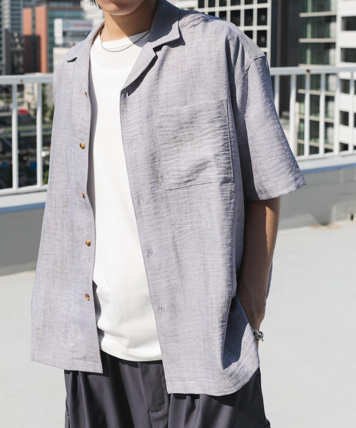 SENSE OF PLACE by URBAN RESEARCH「マーブルオープンカラーショートスリーブシャツ」|シャツ・ブラウス|