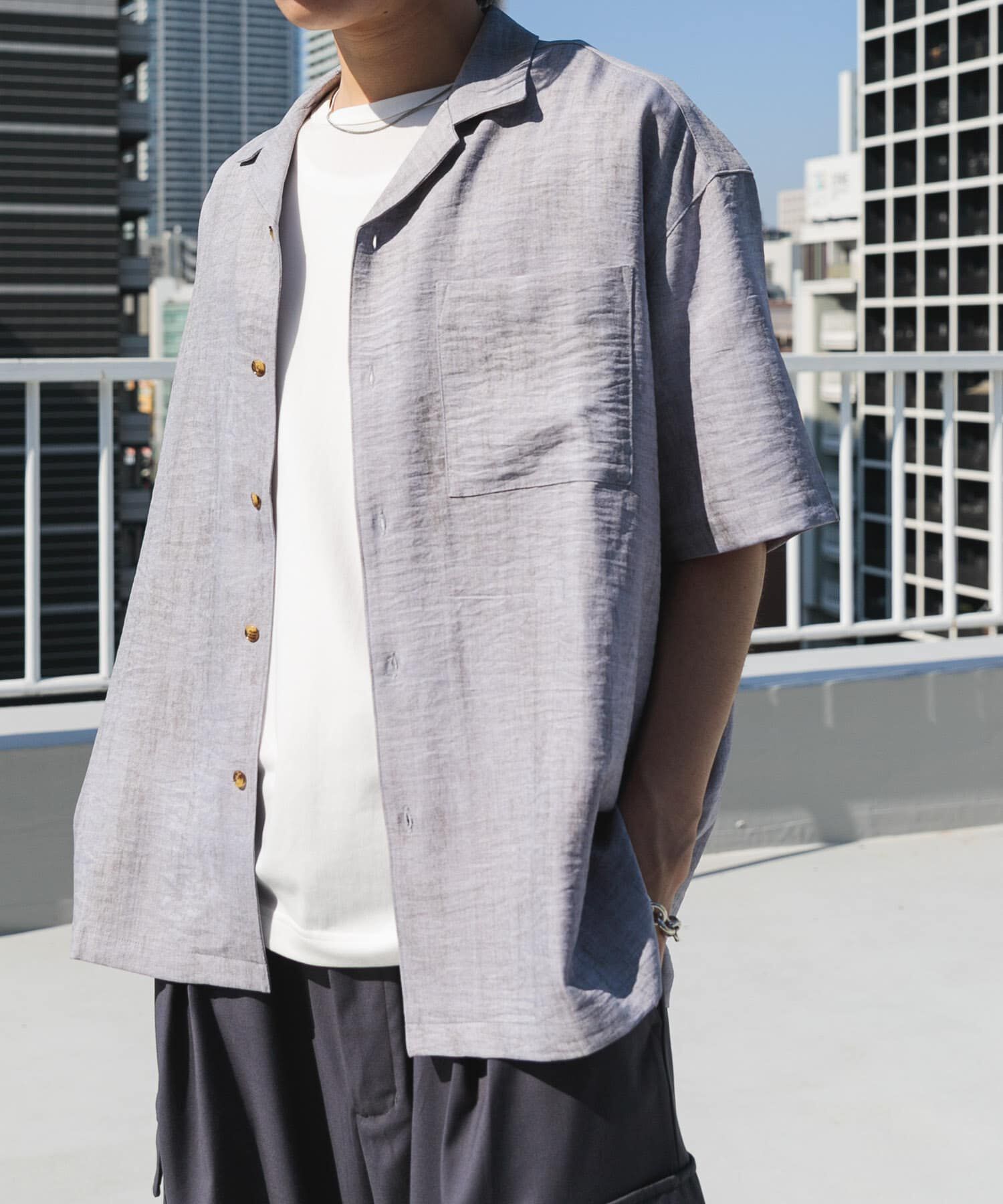 SENSE OF PLACE by URBAN RESEARCH「マーブルオープンカラーショートスリーブシャツ」|シャツ・ブラウス|