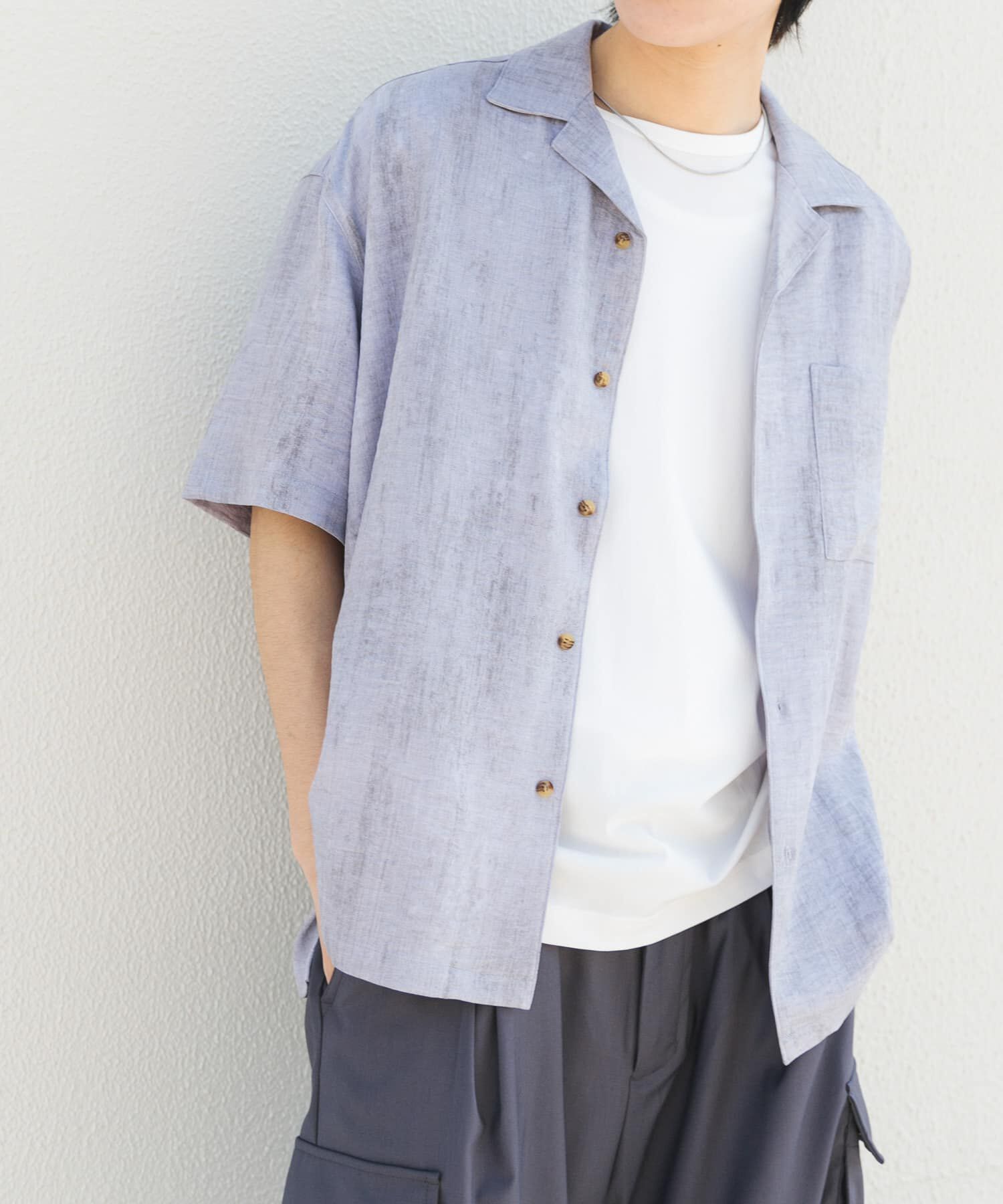 SENSE OF PLACE by URBAN RESEARCH「マーブルオープンカラーショートスリーブシャツ」|シャツ・ブラウス|