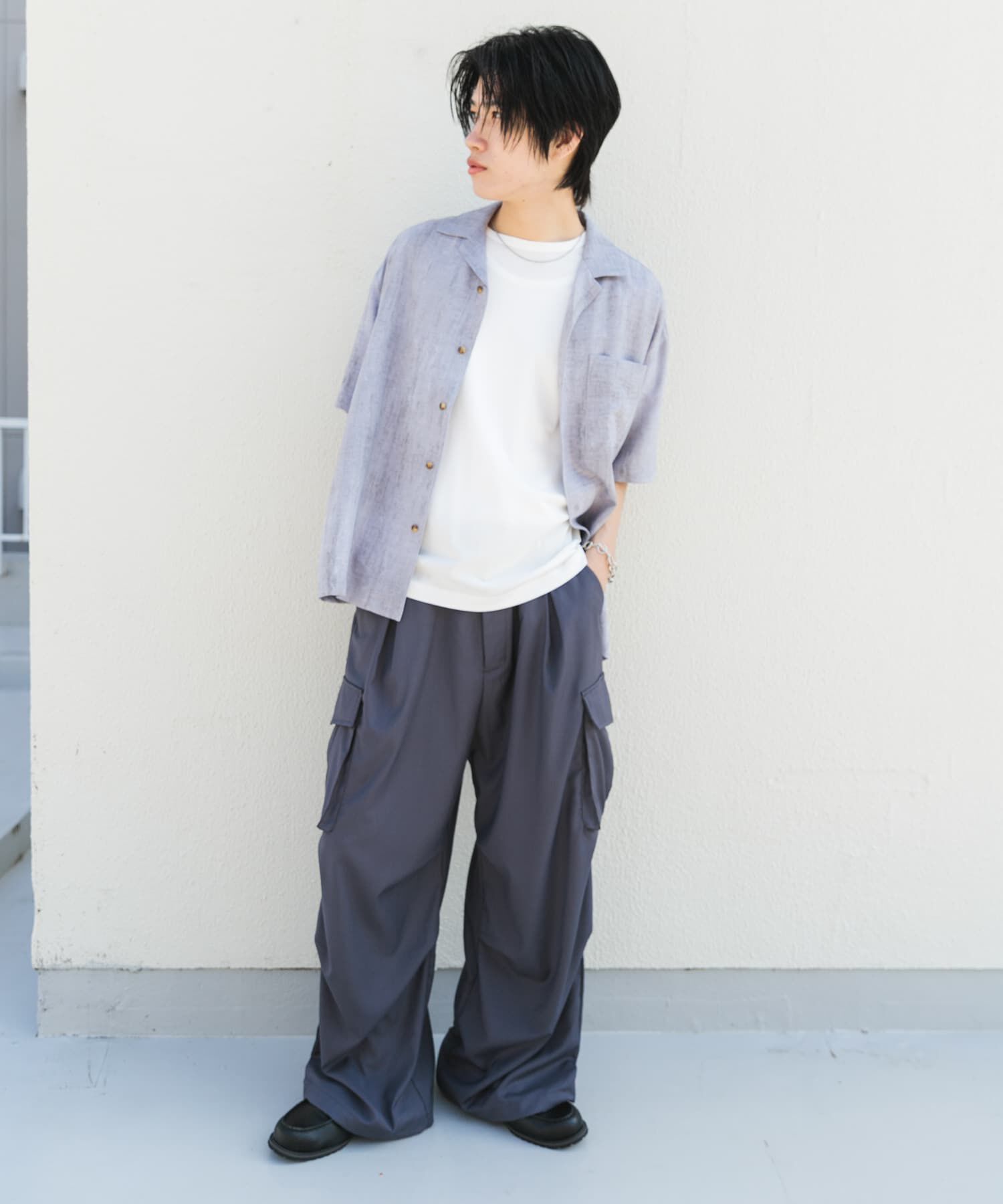 SENSE OF PLACE by URBAN RESEARCH「マーブルオープンカラーショートスリーブシャツ」|シャツ・ブラウス|