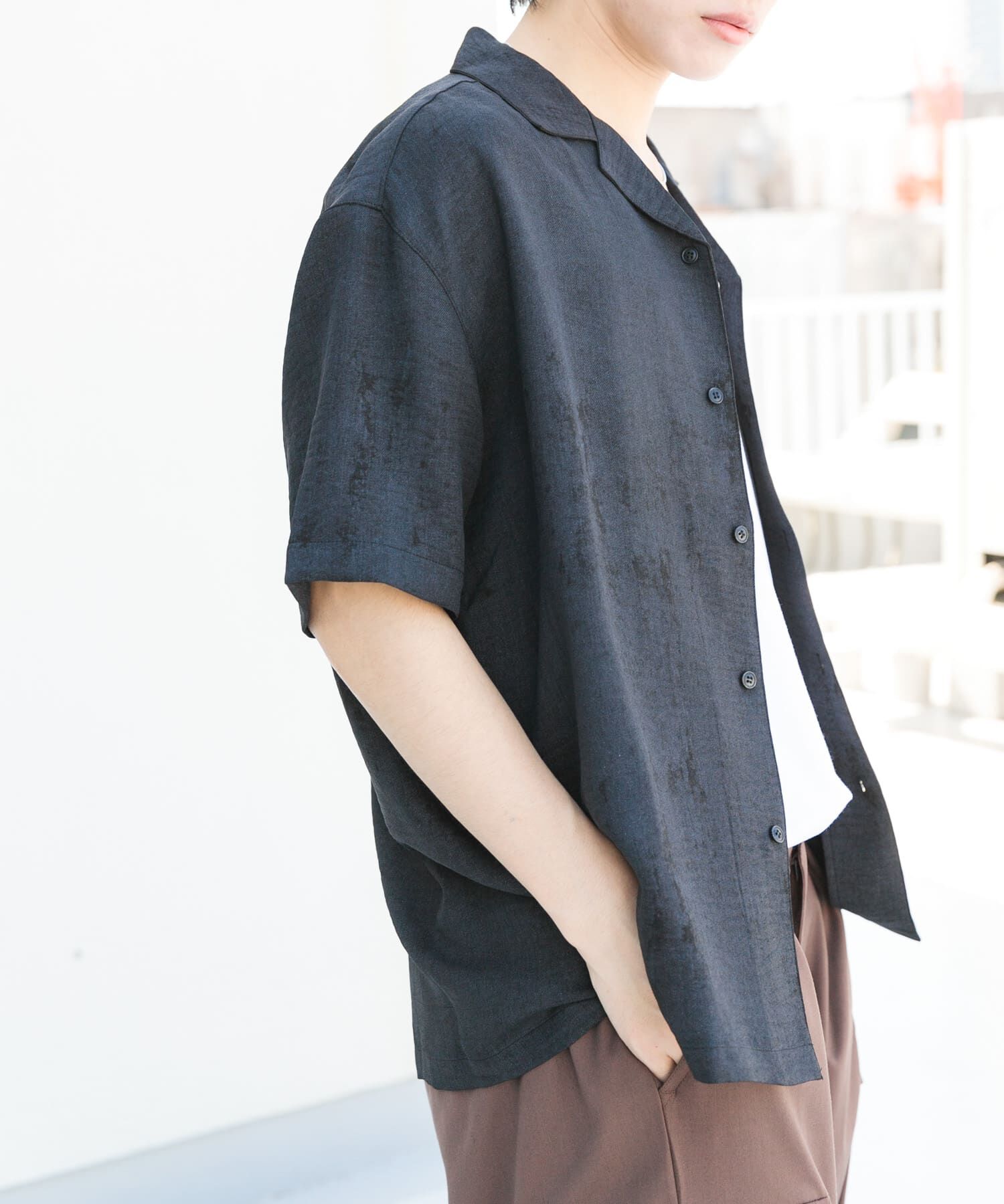 SENSE OF PLACE by URBAN RESEARCH「マーブルオープンカラーショートスリーブシャツ」|シャツ・ブラウス|