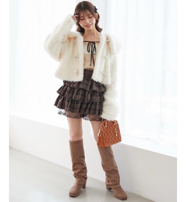  「ウエストリブ裾レースフリルミニスカート」|スカート|