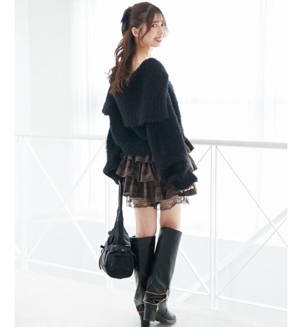  「ウエストリブ裾レースフリルミニスカート」|スカート|