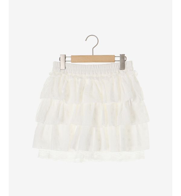  「ウエストリブ裾レースフリルミニスカート」|スカート|