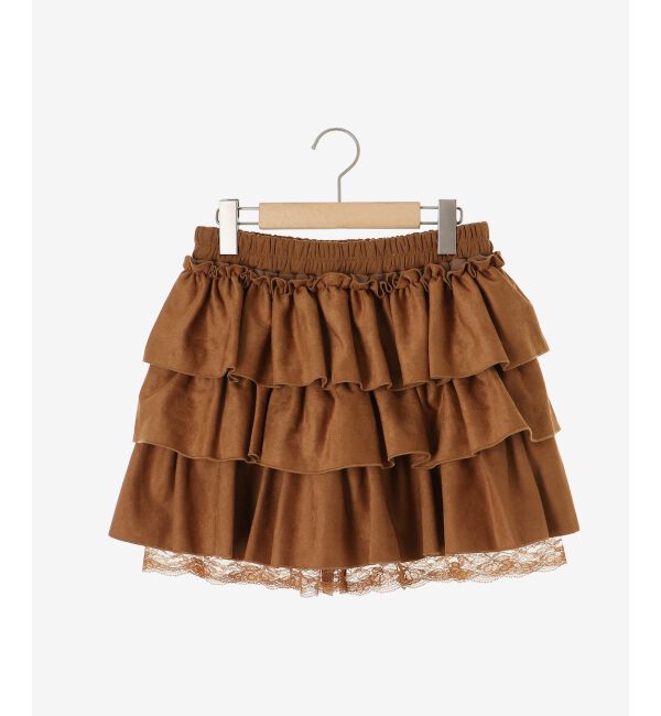  「ウエストリブ裾レースフリルミニスカート」|スカート|