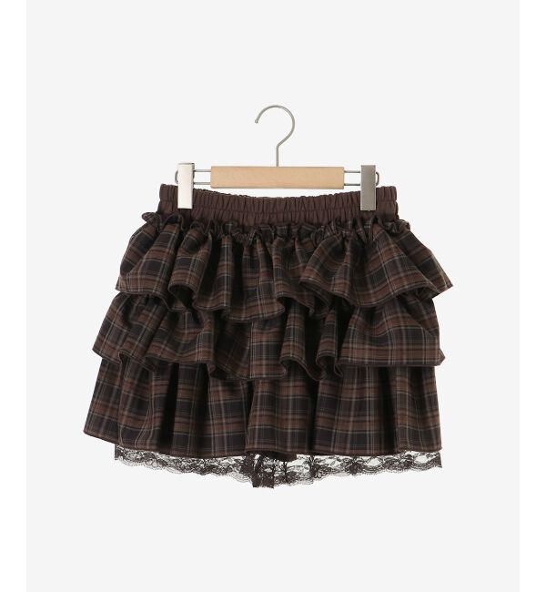  「ウエストリブ裾レースフリルミニスカート」|スカート|