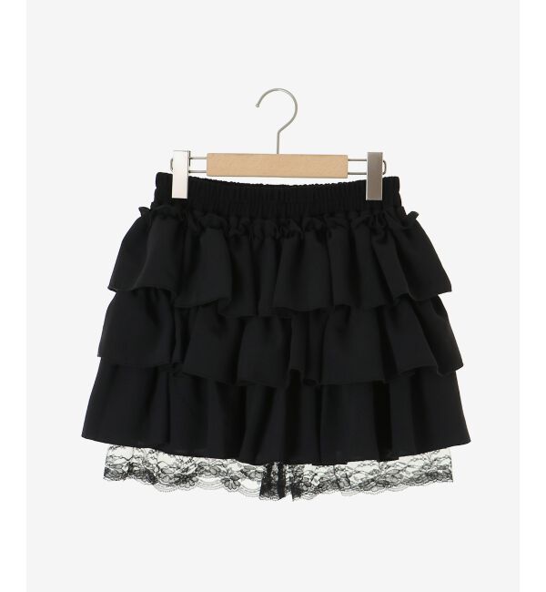  「ウエストリブ裾レースフリルミニスカート」|スカート|