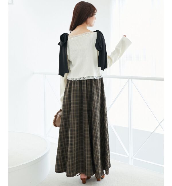  「◎配色肩リボンワンピース」|ワンピース|