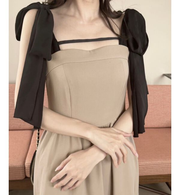  「◎配色肩リボンワンピース」|ワンピース|