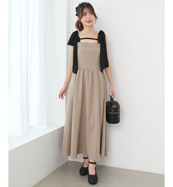  「◎配色肩リボンワンピース」|ワンピース|