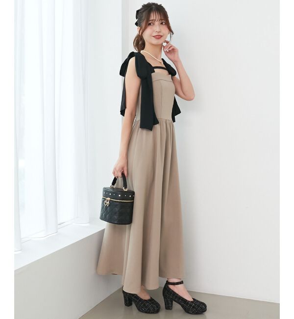  「◎配色肩リボンワンピース」|ワンピース|