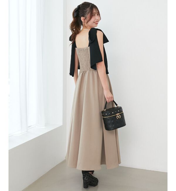  「◎配色肩リボンワンピース」|ワンピース|