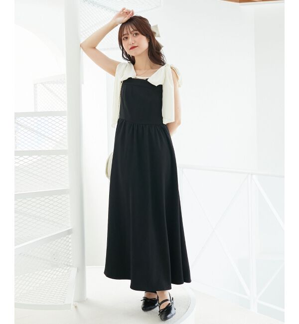  「◎配色肩リボンワンピース」|ワンピース|