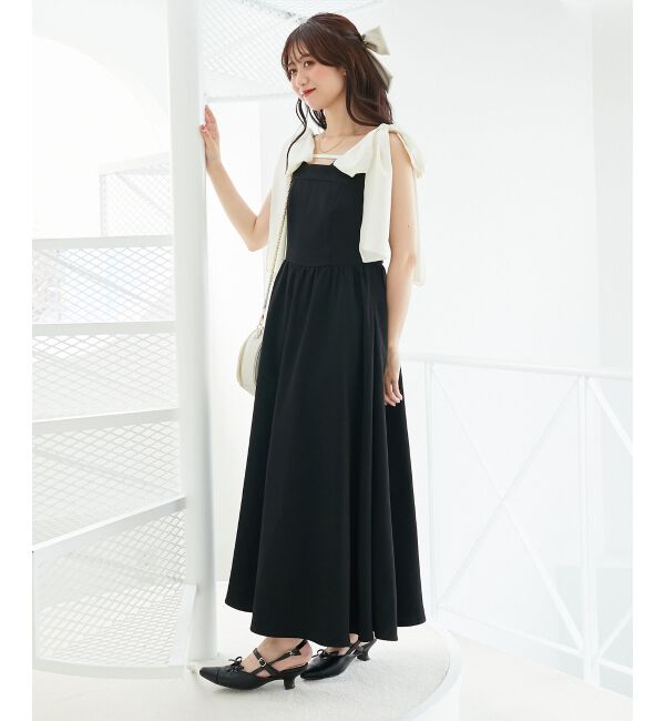  「◎配色肩リボンワンピース」|ワンピース|