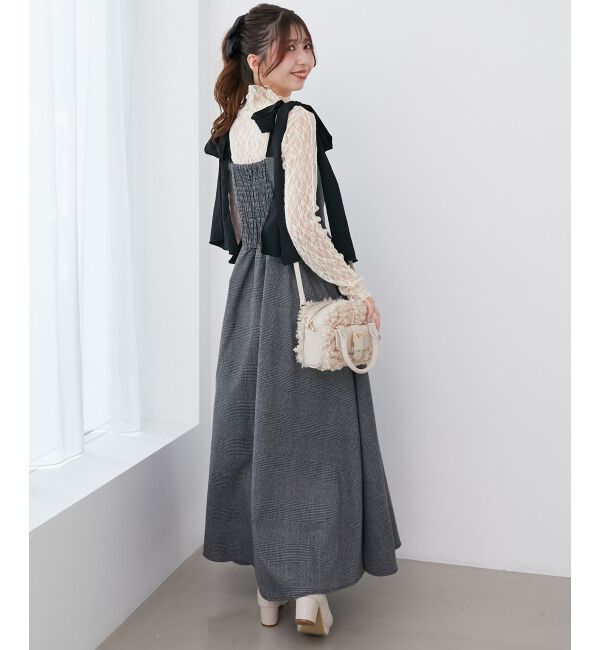  「◎配色肩リボンワンピース」|ワンピース|