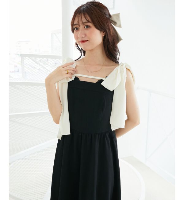  「◎配色肩リボンワンピース」|ワンピース|