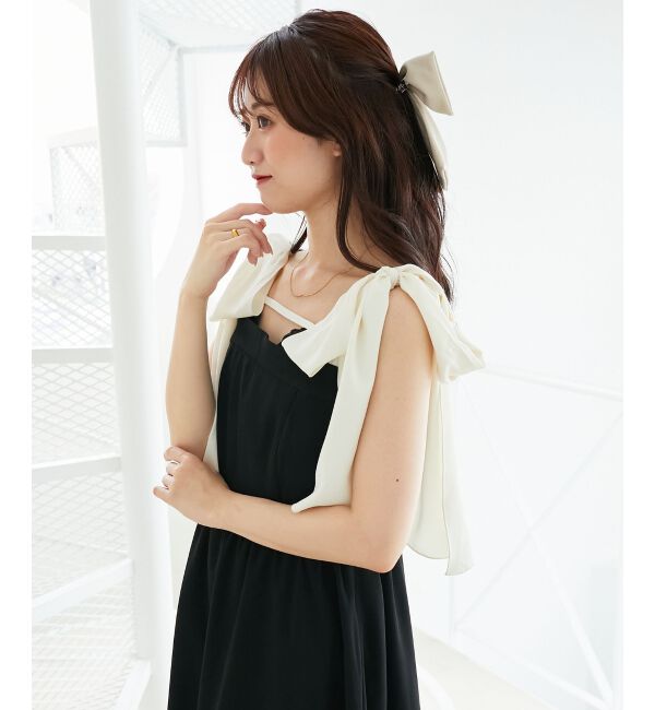  「◎配色肩リボンワンピース」|ワンピース|