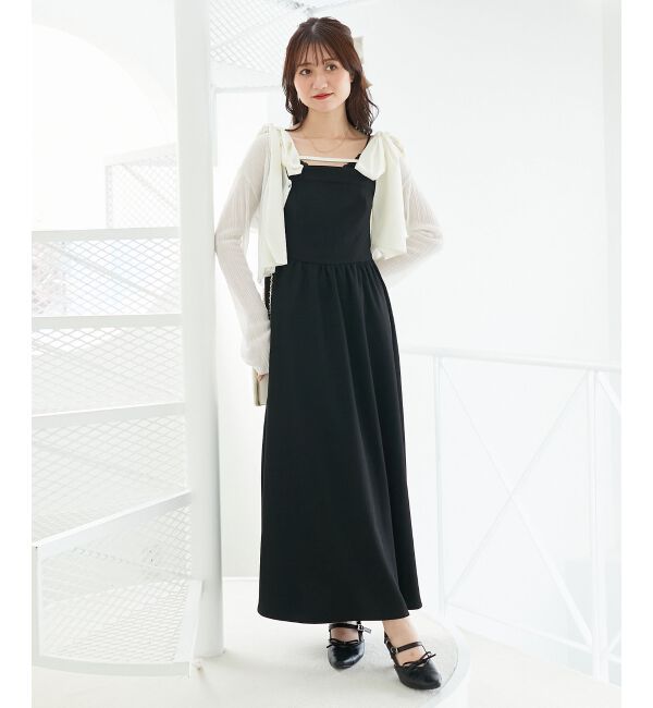  「◎配色肩リボンワンピース」|ワンピース|