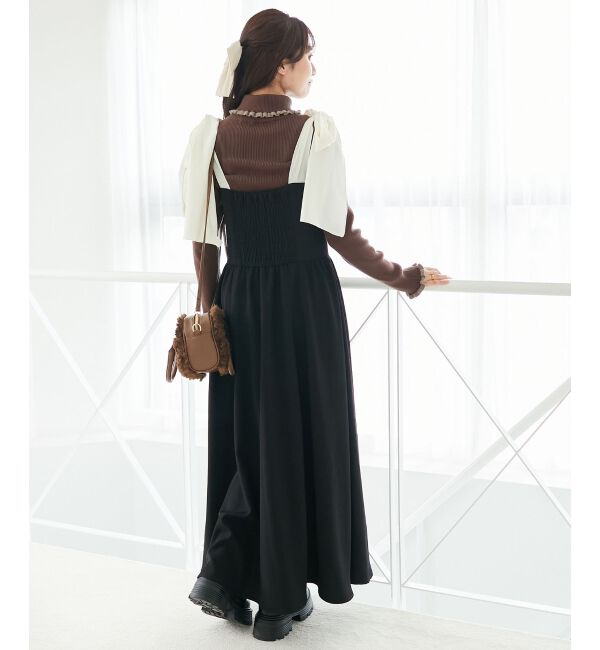  「◎配色肩リボンワンピース」|ワンピース|