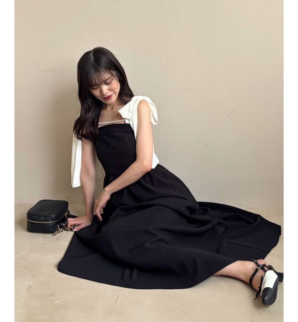  「◎配色肩リボンワンピース」|ワンピース|