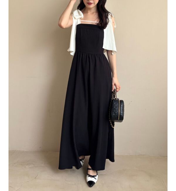  「◎配色肩リボンワンピース」|ワンピース|