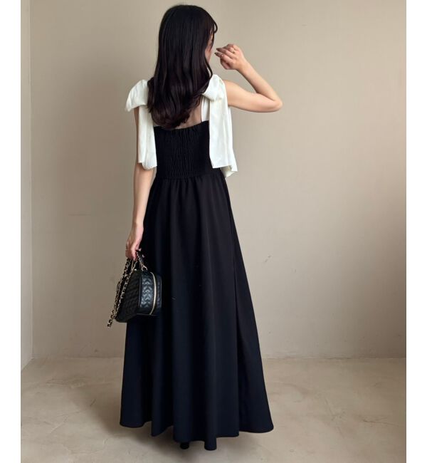  「◎配色肩リボンワンピース」|ワンピース|