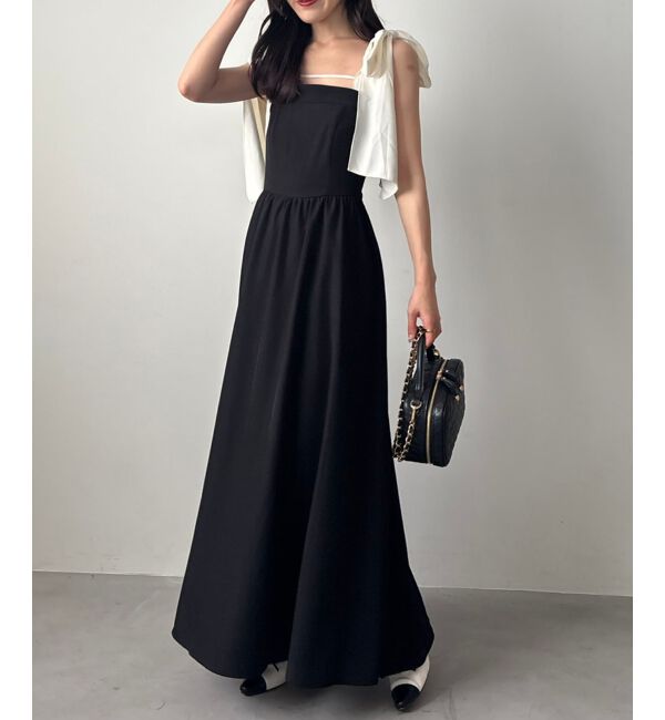  「◎配色肩リボンワンピース」|ワンピース|