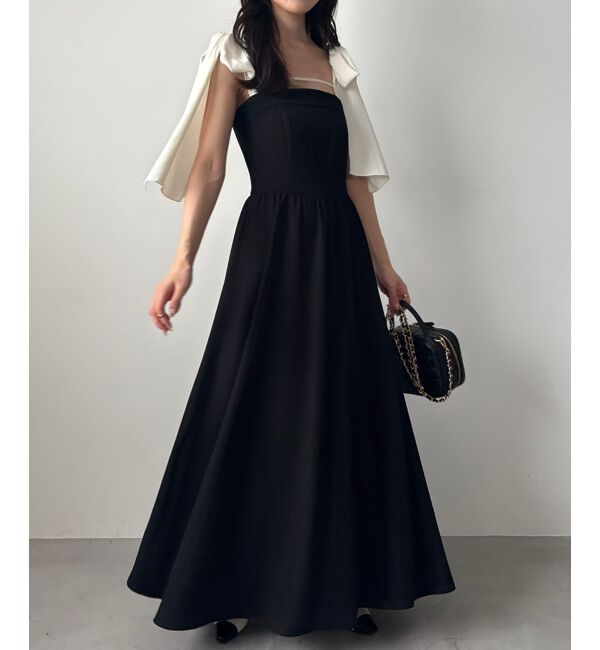  「◎配色肩リボンワンピース」|ワンピース|