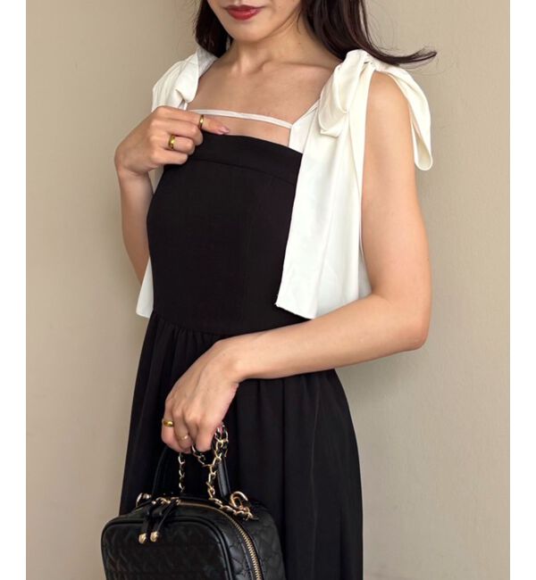  「◎配色肩リボンワンピース」|ワンピース|